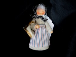 4'' WOODEN HISTORIC CHARACTER SWEDISH DOLL, HOMESPUN CLOTHES, HISTORY